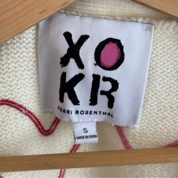 XOKR Kerri Rosenthal Womens Small Heart Knit Cardigan Cropped Anthropologie NWT - Picture 4 of 9